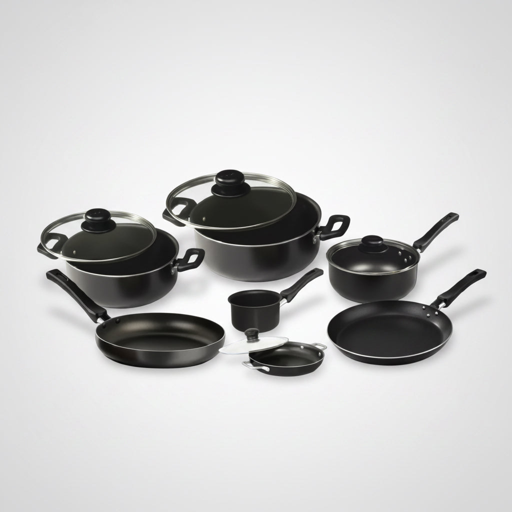 🔥 LIQUIDACIÓN DE STOCK: Juego De Ollas Universal 13 Piezas Antiadherente Color Negro 🍲🍚