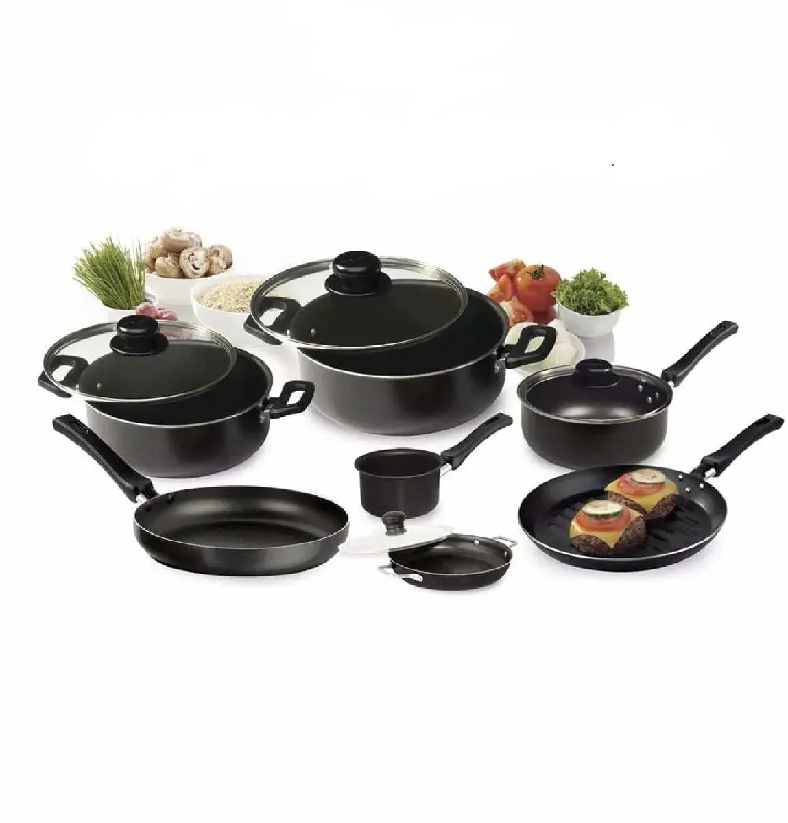 🔥 LIQUIDACIÓN DE STOCK: Juego De Ollas Universal 13 Piezas Antiadherente Color Negro 🍲🍚